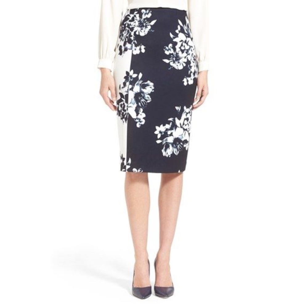 New ELLEN TRACY High Waisted Floral Pencil Skirt